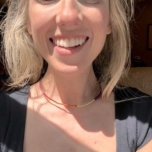 Multicolored wire beaded choker